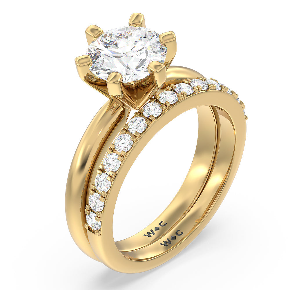 Round Cut Medi Classic Six Prong Solitaire Diamond Engagement Ring with Lab Grown Diamond in 14KT Yellow Gold view 4

