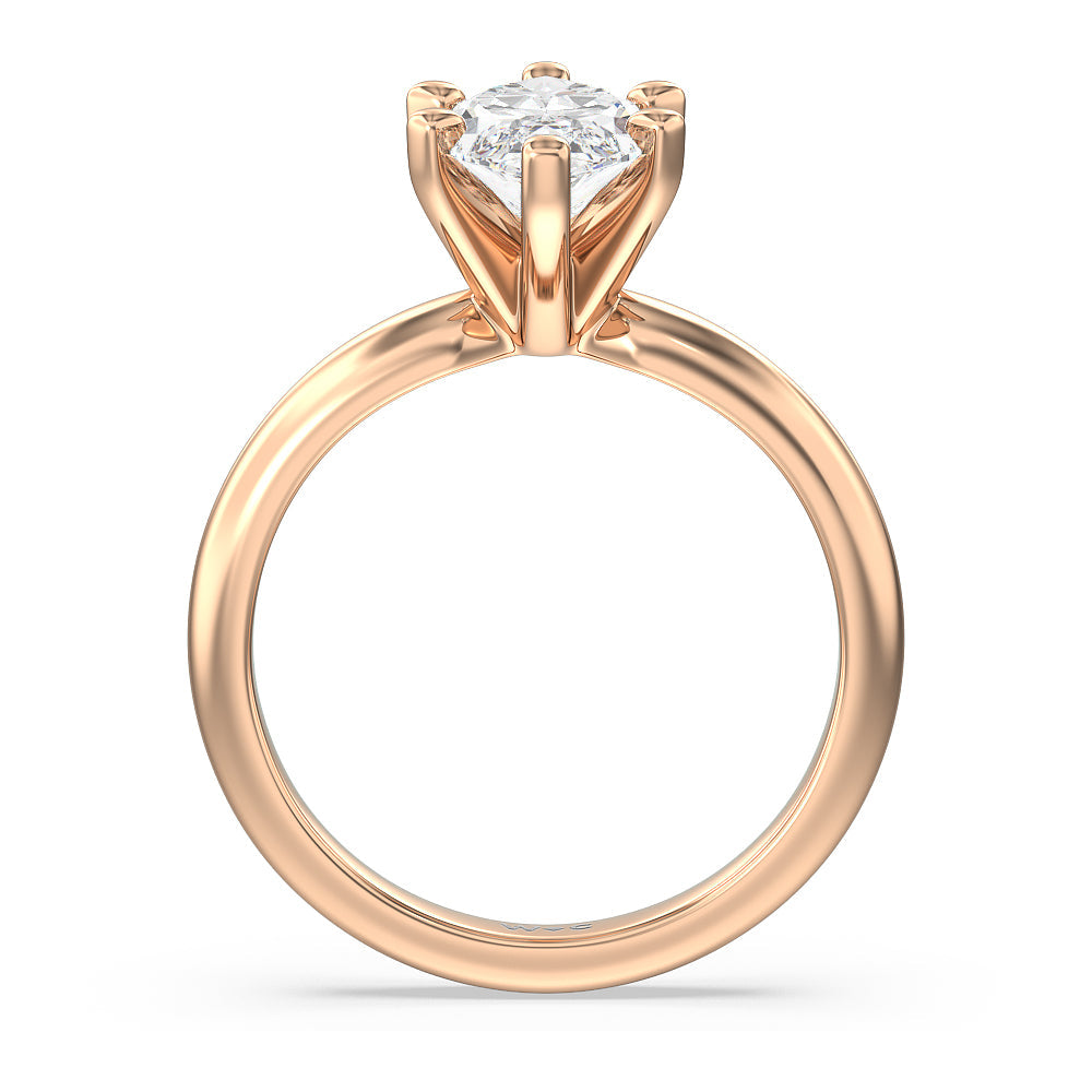 Marquise Cut Maxi Classic Six Prong Solitaire Diamond Engagement Ring with Lab Grown Diamond in 14KT Rose Gold view 2
