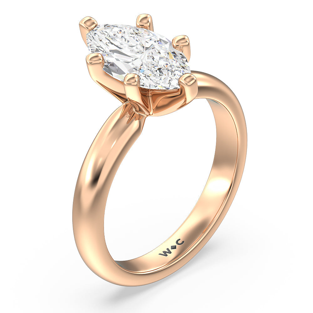 Marquise Cut Maxi Classic Six Prong Solitaire Diamond Engagement Ring with Lab Grown Diamond in 14KT Rose Gold view 3
