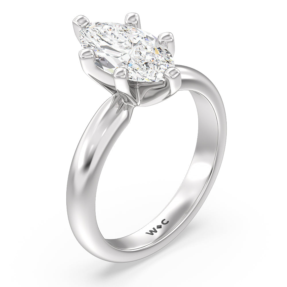Marquise Cut Maxi Classic Six Prong Solitaire Diamond Engagement Ring with Lab Grown Diamond in 14KT Platinum view 3

