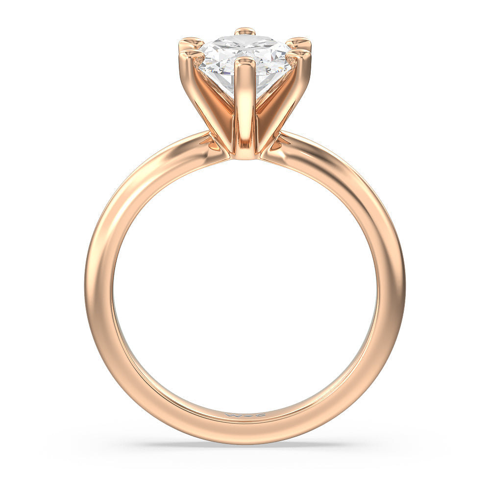 Oval Cut Maxi Classic Six Prong Solitaire Diamond Engagement Ring with Lab Grown Diamond in 14KT Rose Gold view 2
