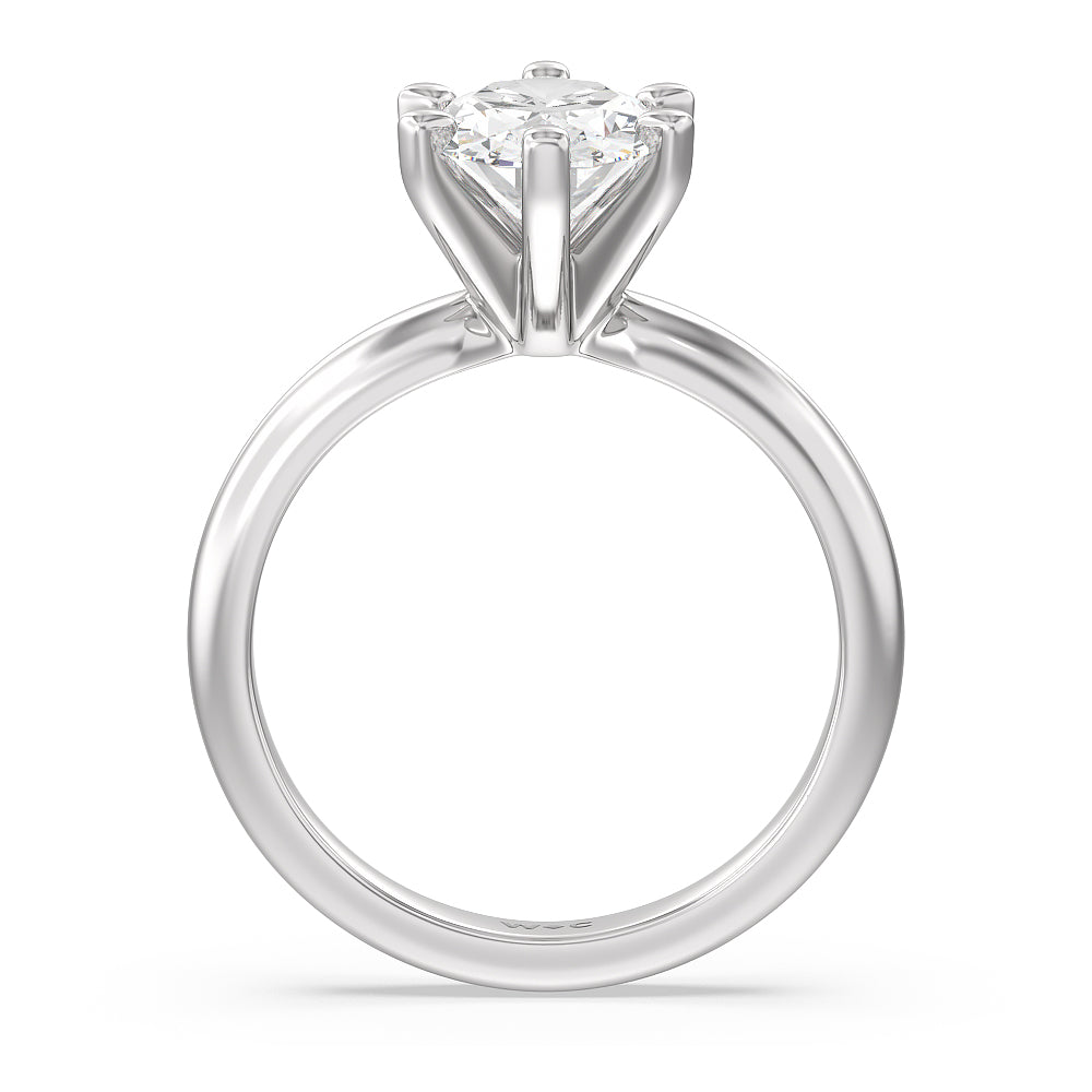 Oval Cut Maxi Classic Six Prong Solitaire Diamond Engagement Ring with Lab Grown Diamond in 14KT Platinum view 2
