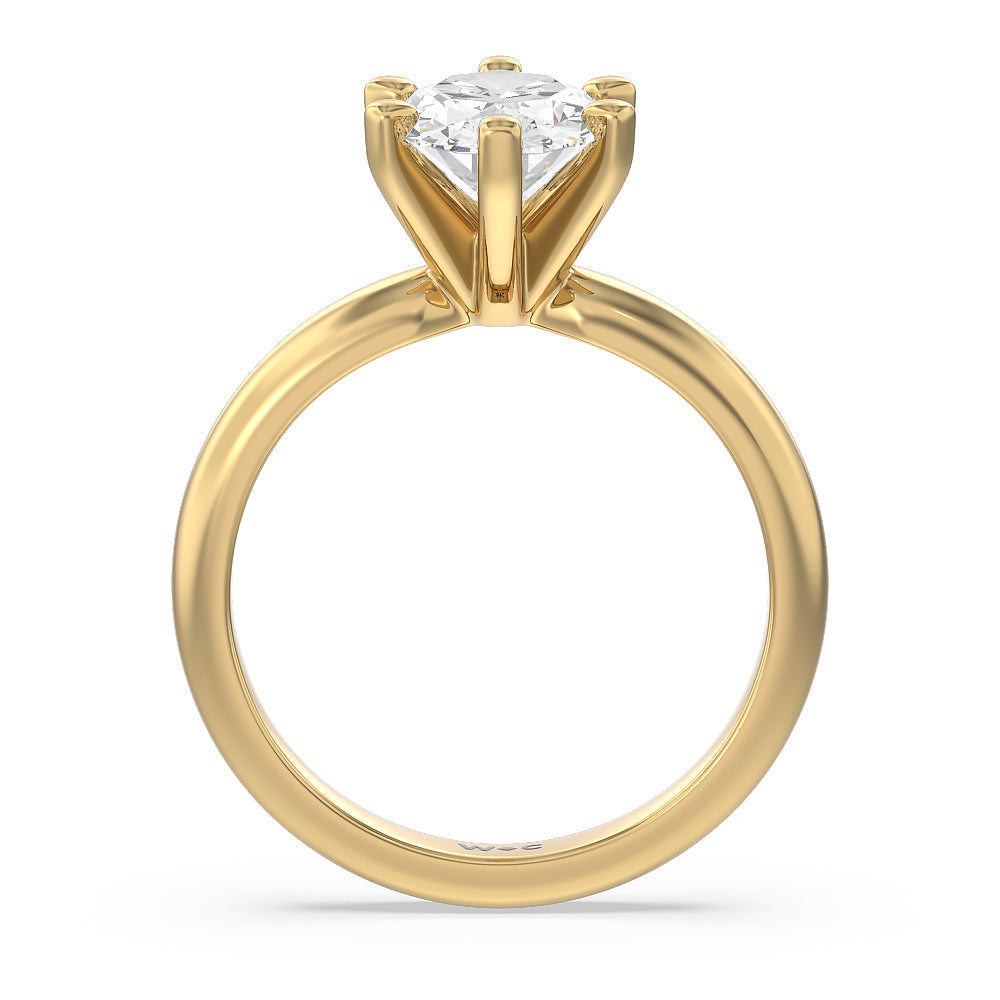 Oval Cut Maxi Classic Six Prong Solitaire Diamond Engagement Ring with Lab Grown Diamond in 14KT Yellow Gold view 2
