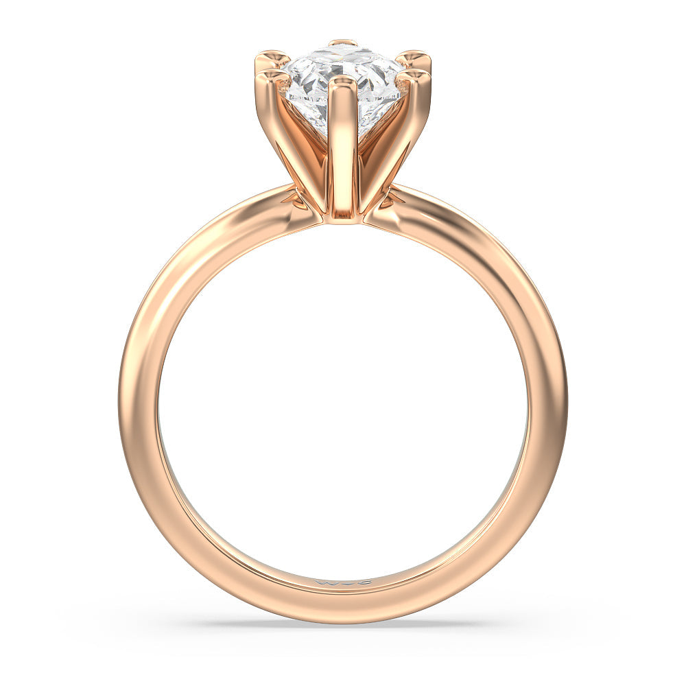 Pear Cut Maxi Classic Six Prong Solitaire Diamond Engagement Ring with Lab Grown Diamond in 14KT Rose Gold view 2
