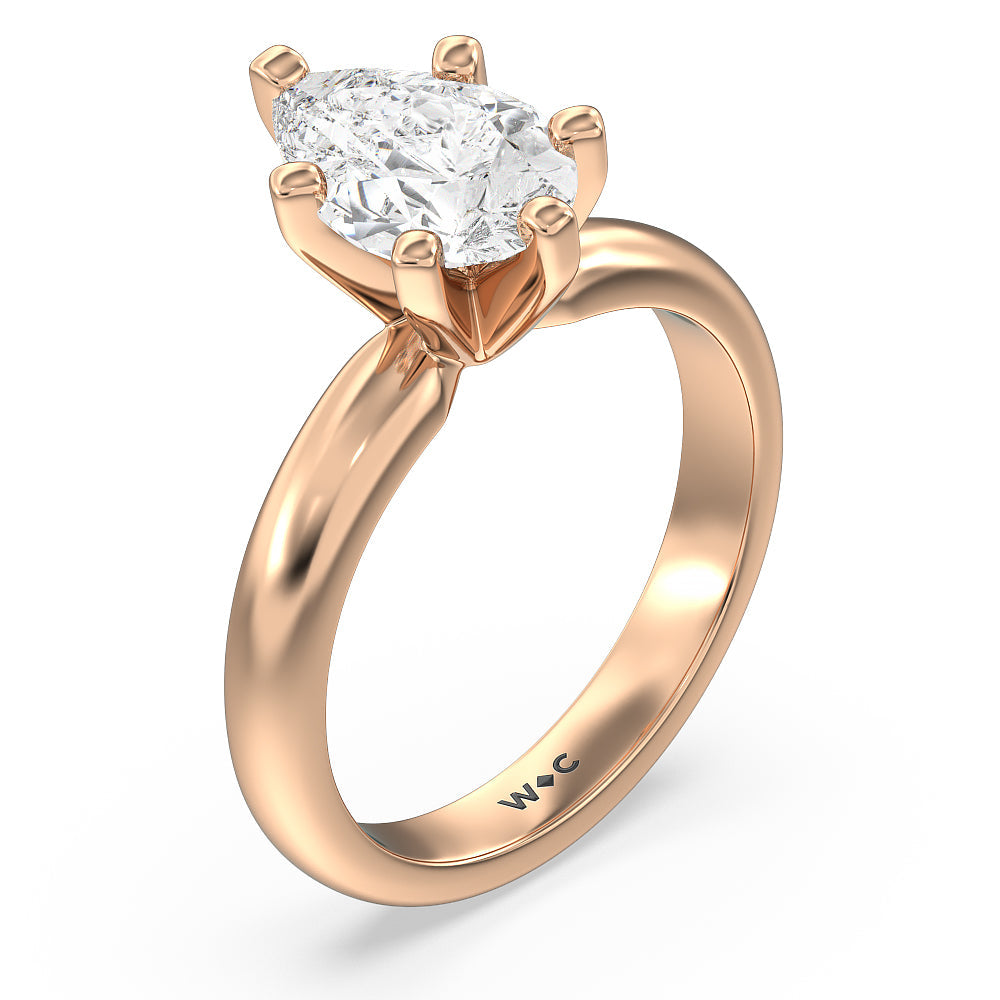 Pear Cut Maxi Classic Six Prong Solitaire Diamond Engagement Ring with Lab Grown Diamond in 14KT Rose Gold view 3
