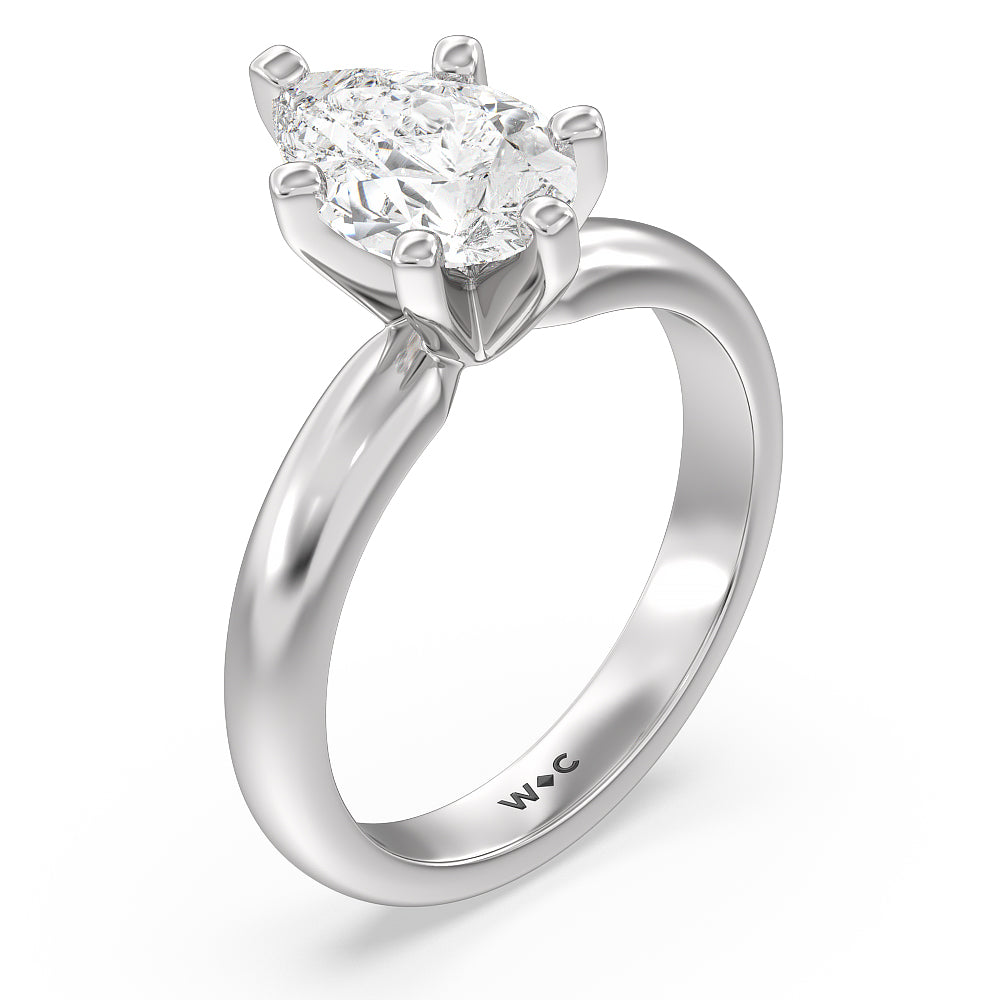 Pear Cut Maxi Classic Six Prong Solitaire Diamond Engagement Ring with Lab Grown Diamond in 14KT Platinum view 3
