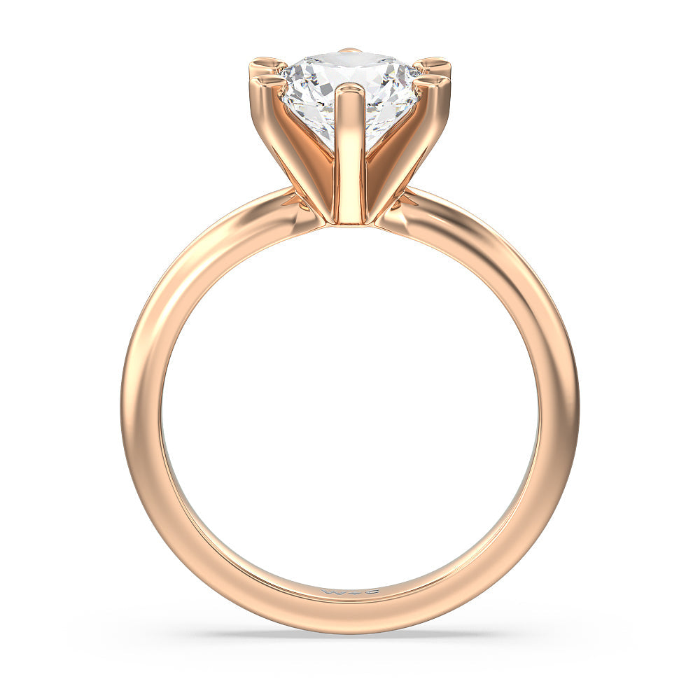 Round Cut Maxi Classic Six Prong Solitaire Diamond Engagement Ring with Lab Grown Diamond in 14KT Rose Gold view 2
