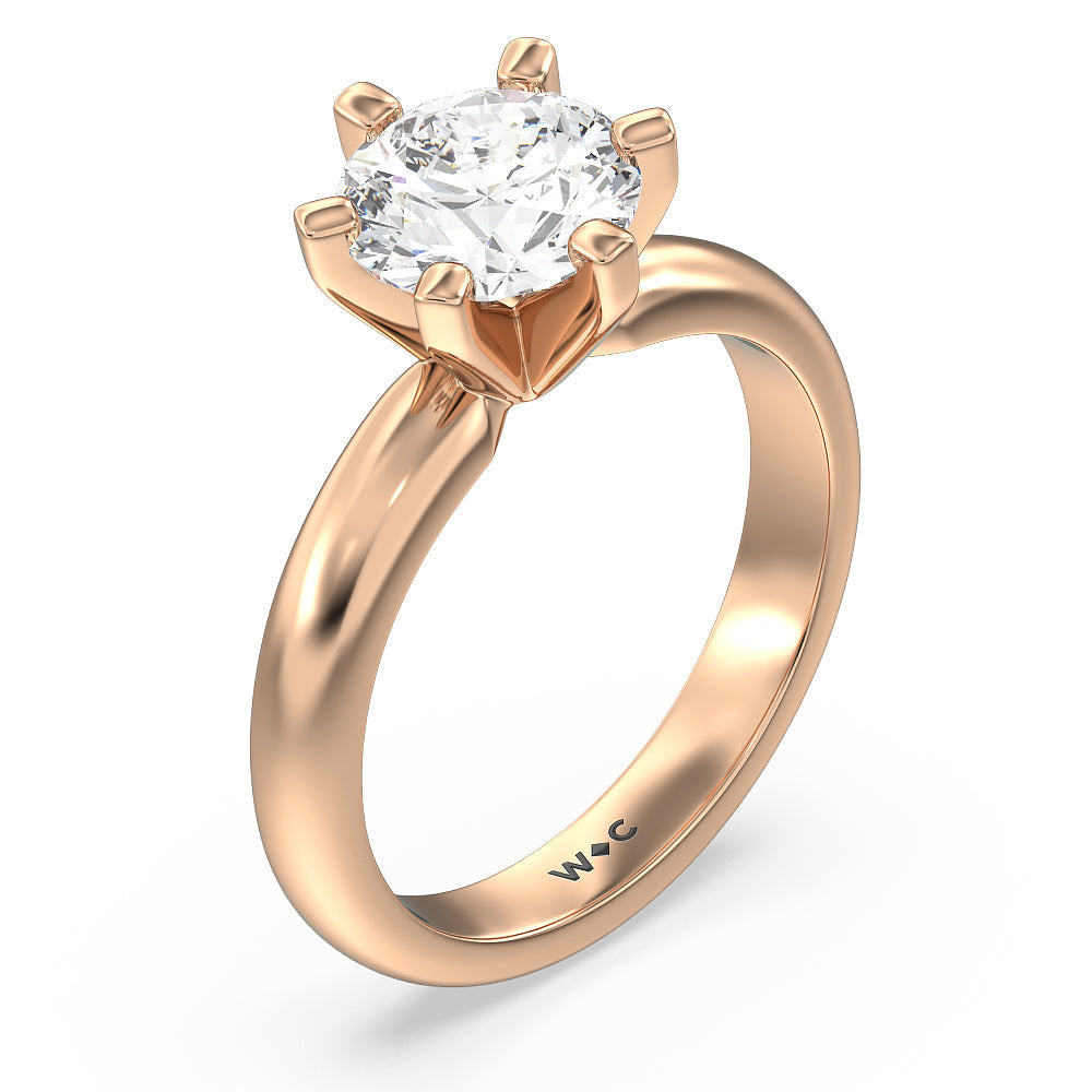 Round Cut Maxi Classic Six Prong Solitaire Diamond Engagement Ring with Lab Grown Diamond in 14KT Rose Gold view 3
