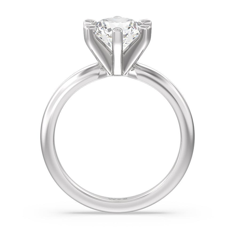 Round Cut Maxi Classic Six Prong Solitaire Diamond Engagement Ring with Lab Grown Diamond in 14KT Platinum view 2
