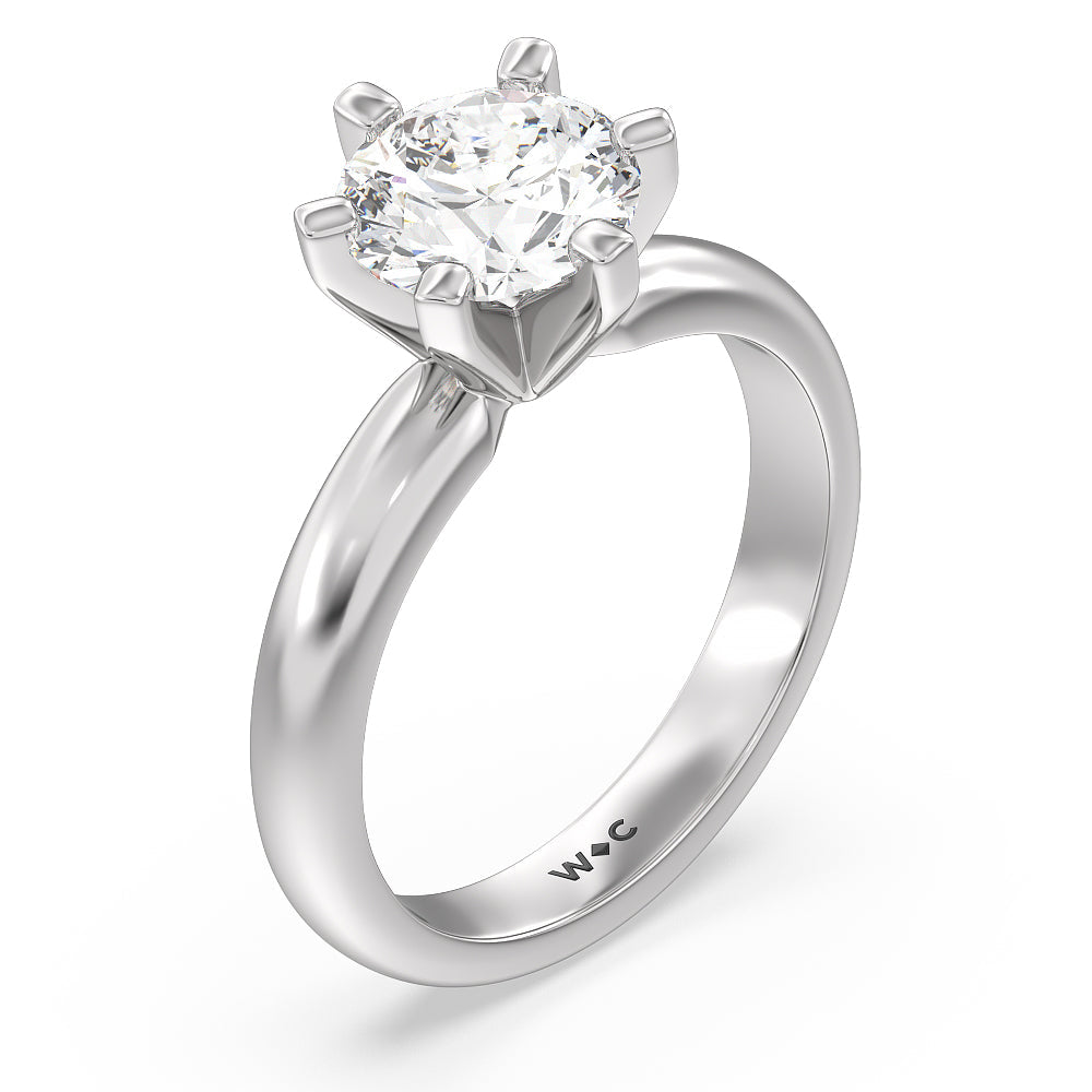Round Cut Maxi Classic Six Prong Solitaire Diamond Engagement Ring with Lab Grown Diamond in 14KT Platinum view 3
