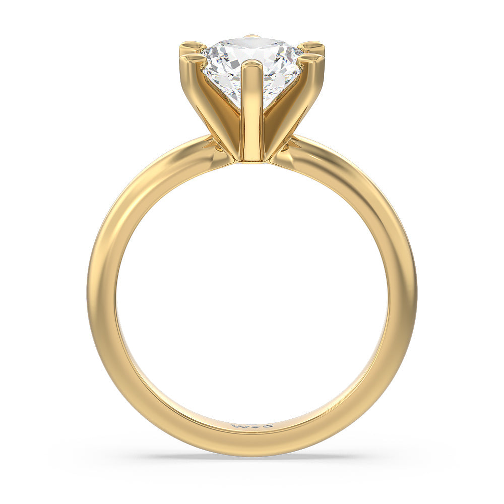 Round Cut Maxi Classic Six Prong Solitaire Diamond Engagement Ring with Lab Grown Diamond in 14KT Yellow Gold view 2
