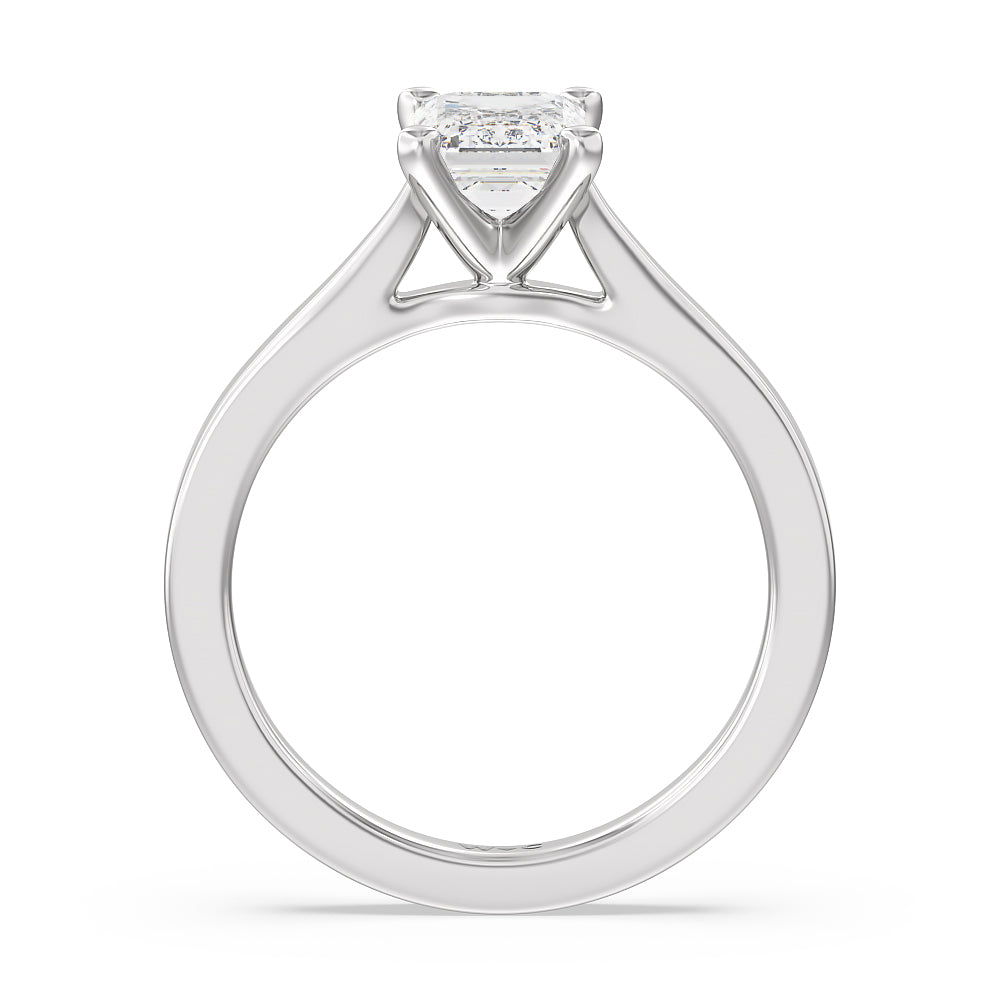 Medi Sleek Cathedral Solitaire Engagement Ring with Emerald Cut Diamond in 14KT Platinum view 2
