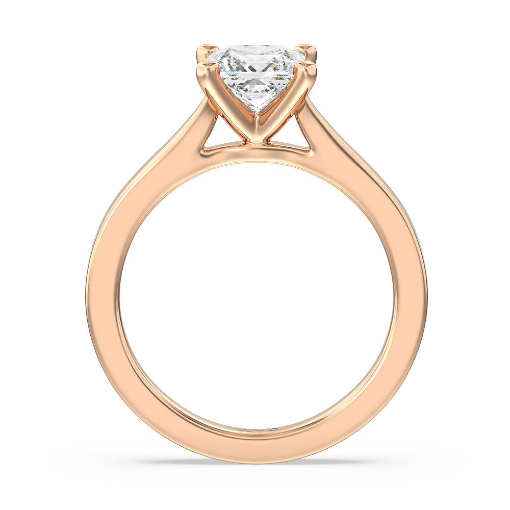 Medi Sleek Cathedral Solitaire Engagement Ring with Princess Cut Diamond in 14KT Rose Gold view 2
