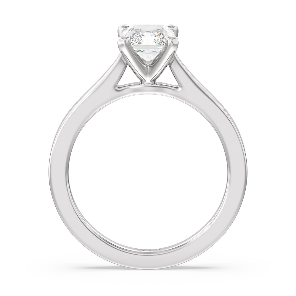 Medi Sleek Cathedral Solitaire Engagement Ring with Radiant Cut Diamond in 14KT Platinum view 2
