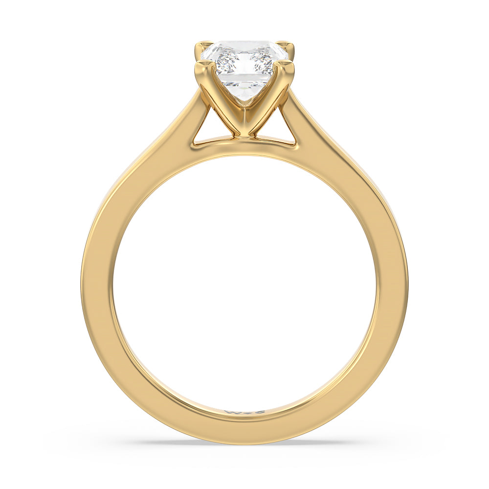 Medi Sleek Cathedral Solitaire Engagement Ring with Radiant Cut Diamond in 14KT Yellow Gold view 2
