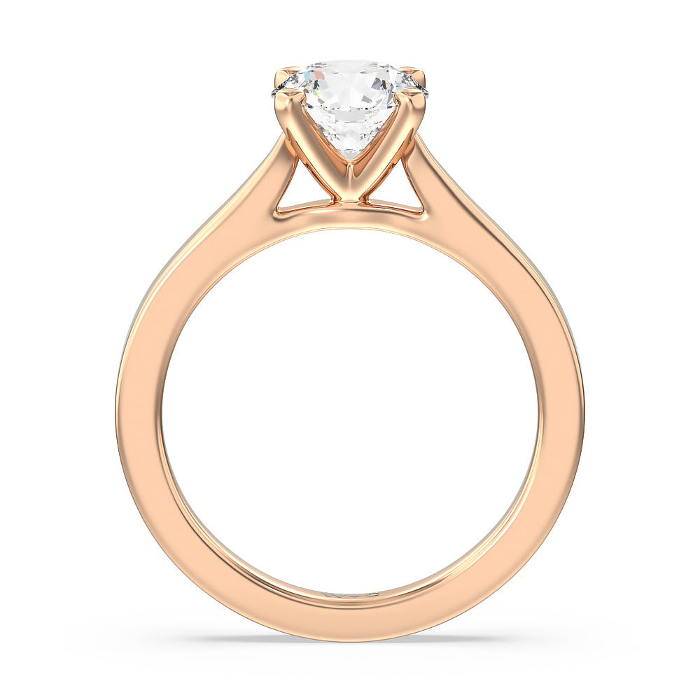 Medi Sleek Cathedral Solitaire Engagement Ring with Round Cut Diamond in 14KT Rose Gold view 2
