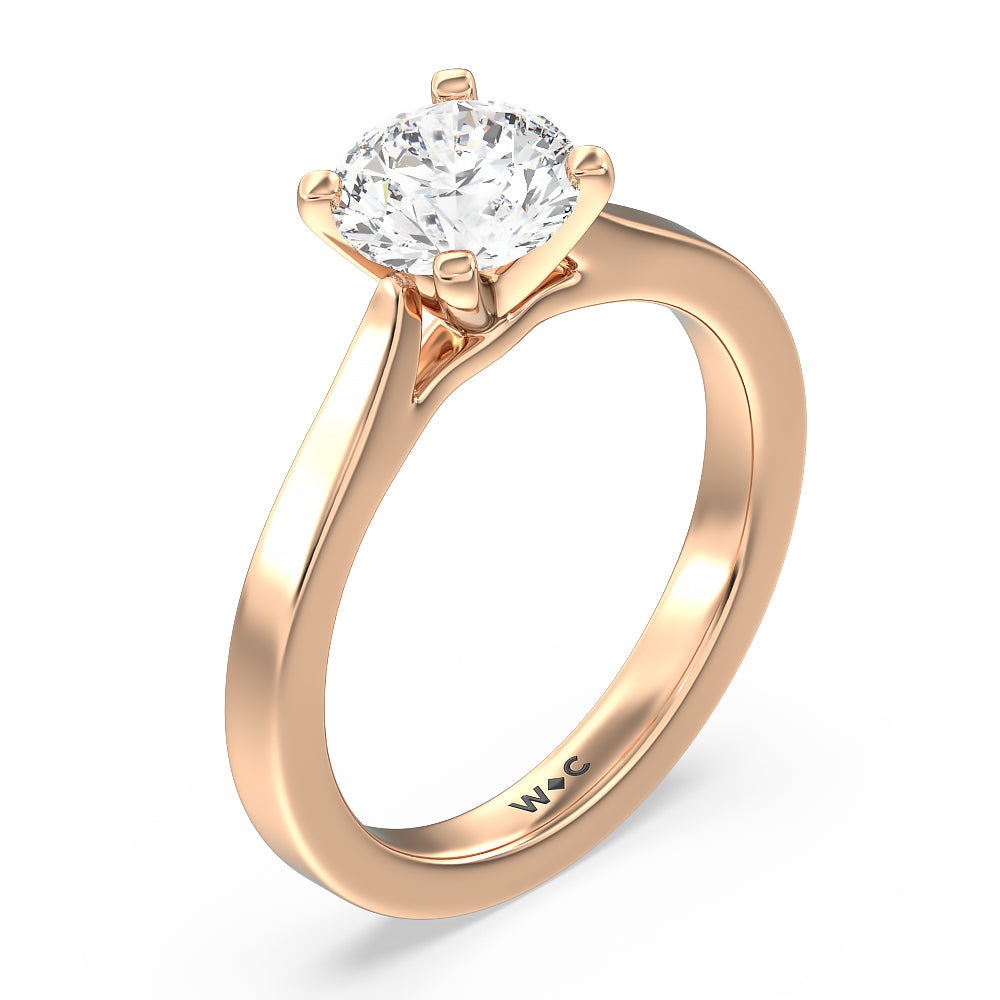 Medi Sleek Cathedral Solitaire Engagement Ring with Round Cut Diamond in 14KT Rose Gold view 3
