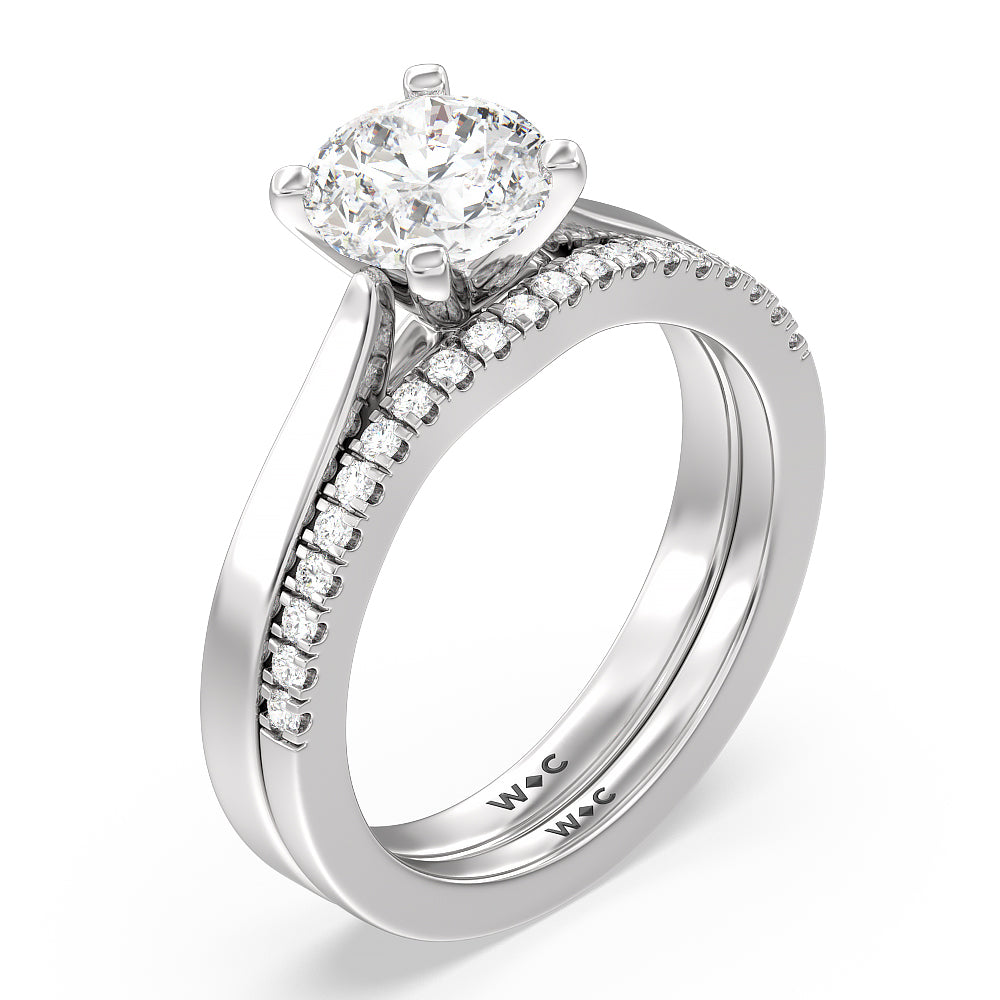 Medi Sleek Cathedral Solitaire Engagement Ring with Radiant Cut Diamond in 14KT Rose Gold view 4
