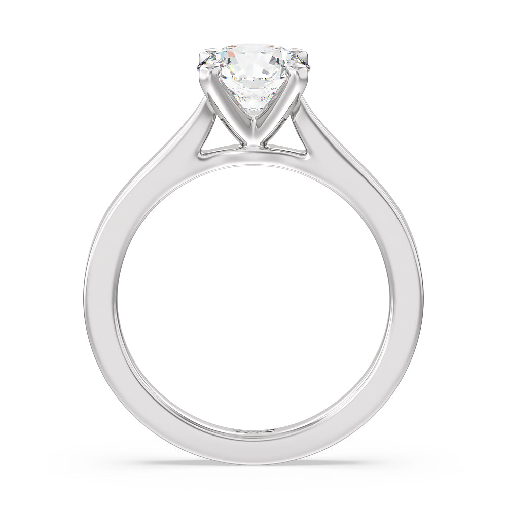 Medi Sleek Cathedral Solitaire Engagement Ring with Round Cut Diamond in 14KT Platinum view 2
