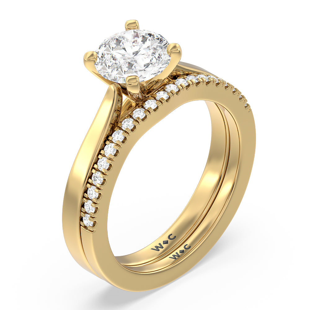 Medi Sleek Cathedral Solitaire Engagement Ring with Radiant Cut Diamond in 14KT Rose Gold view 5
