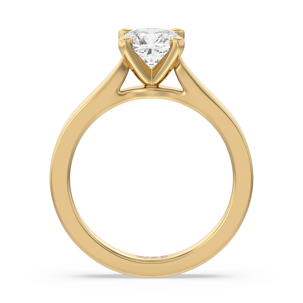 Cushion Cut Maxi Sleek Cathedral Solitaire Engagement Ring with Lab Grown Diamond in 14KT Yellow Gold view 2
