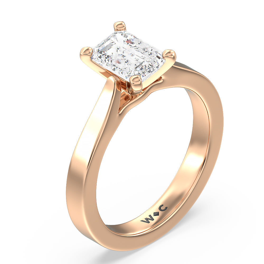 Emerald Cut Maxi Sleek Cathedral Solitaire Engagement Ring with Lab Grown Diamond in 14KT Rose Gold view 3
