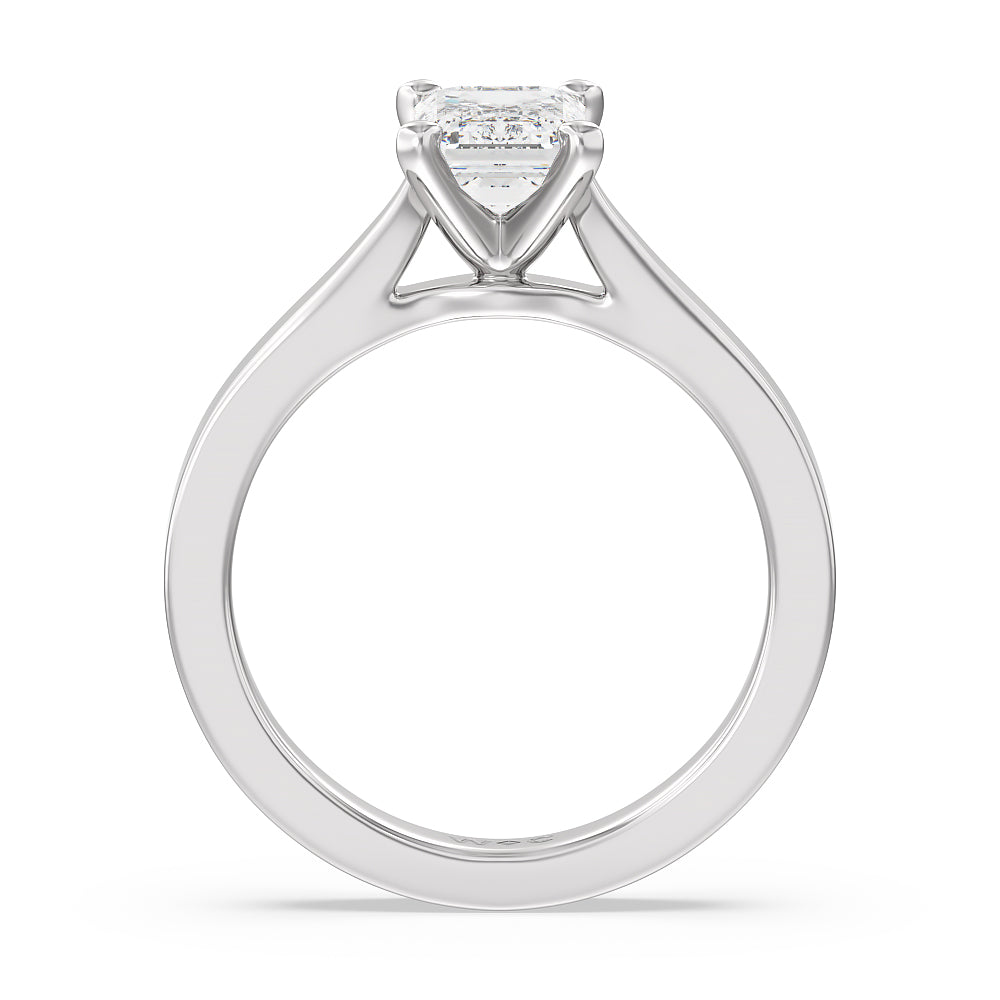 Emerald Cut Maxi Sleek Cathedral Solitaire Engagement Ring with Lab Grown Diamond in 14KT Platinum view 2
