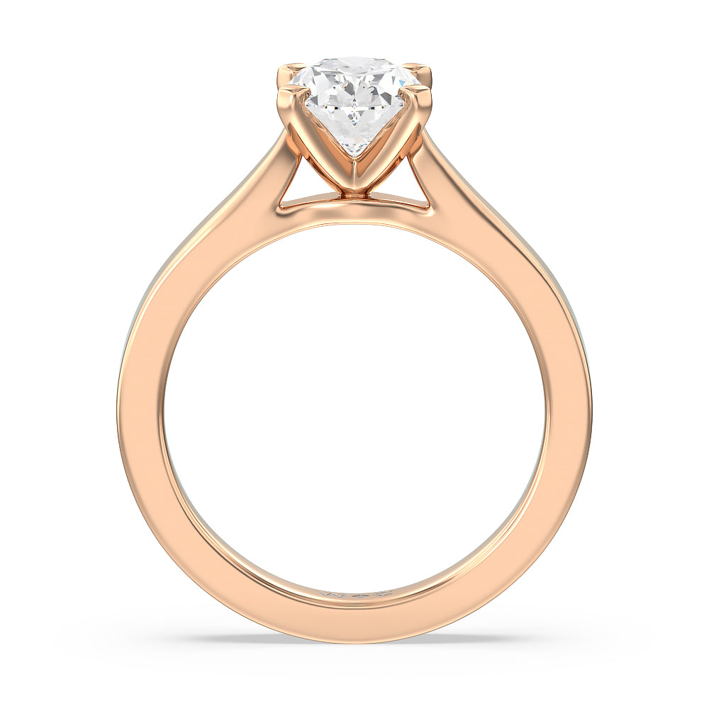 Oval Cut Maxi Sleek Cathedral Solitaire Engagement Ring with Lab Grown Diamond in 14KT Rose Gold view 2
