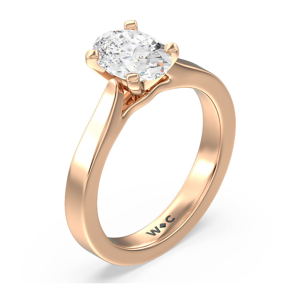 Oval Cut Maxi Sleek Cathedral Solitaire Engagement Ring with Lab Grown Diamond in 14KT Rose Gold view 3
