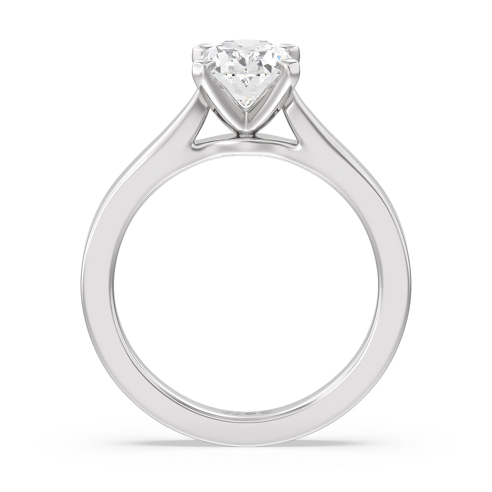 Oval Cut Maxi Sleek Cathedral Solitaire Engagement Ring with Lab Grown Diamond in 14KT Platinum view 2
