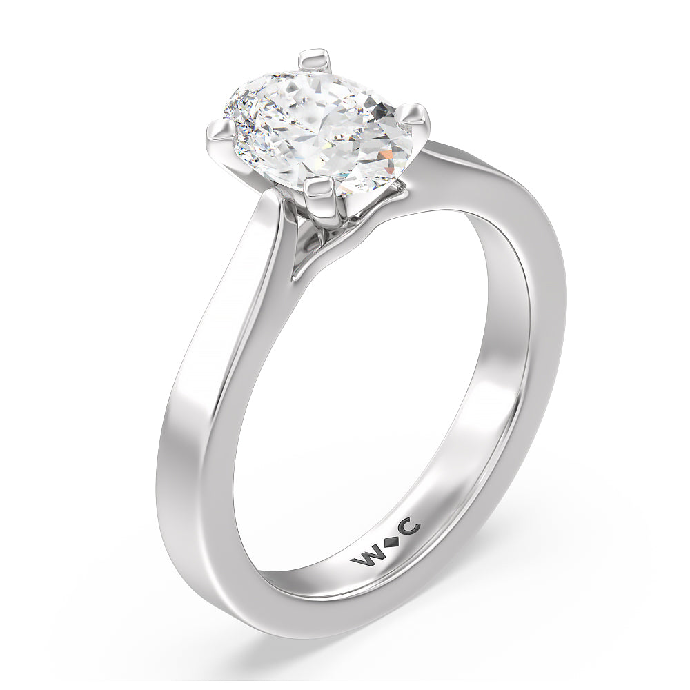 Oval Cut Maxi Sleek Cathedral Solitaire Engagement Ring with Lab Grown Diamond in 14KT Platinum view 3
