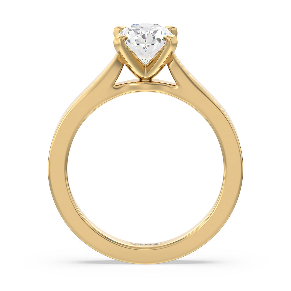 Oval Cut Maxi Sleek Cathedral Solitaire Engagement Ring with Lab Grown Diamond in 14KT Yellow Gold view 2
