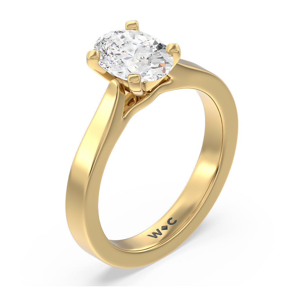Oval Cut Maxi Sleek Cathedral Solitaire Engagement Ring with Lab Grown Diamond in 14KT Yellow Gold view 3

