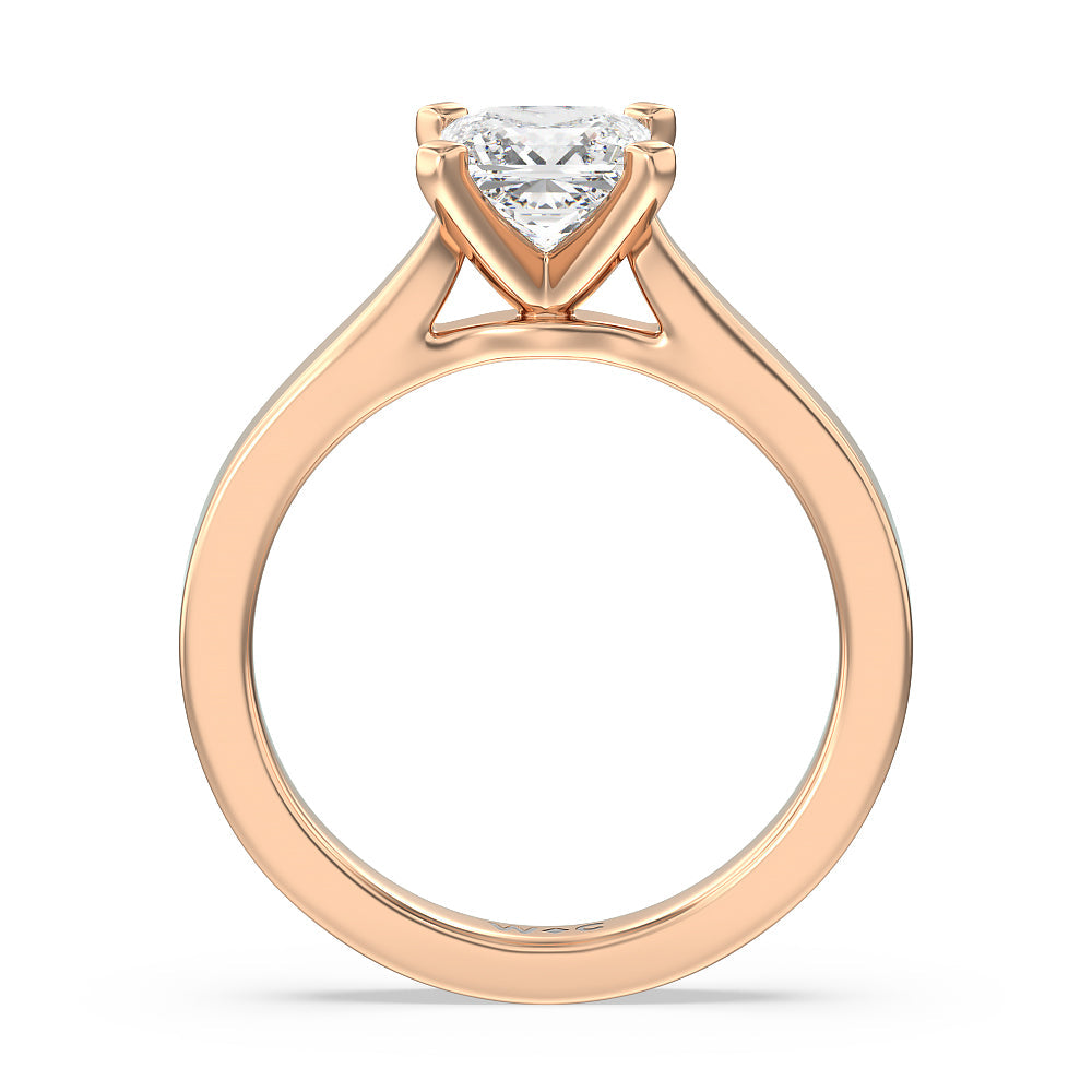 Princess Cut Maxi Sleek Cathedral Solitaire Engagement Ring with Lab Grown Diamond in 14KT Rose Gold view 2
