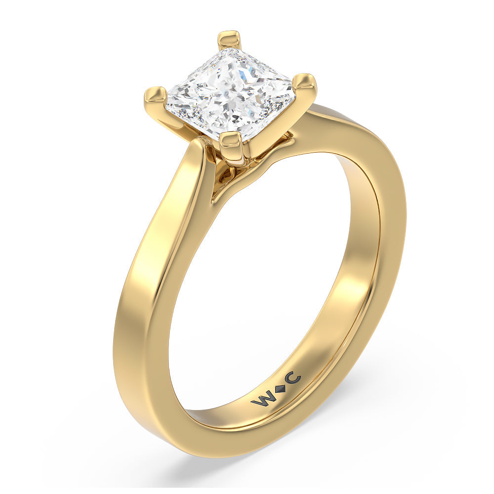Princess Cut Maxi Sleek Cathedral Solitaire Engagement Ring with Lab Grown Diamond in 14KT Yellow Gold view 3
