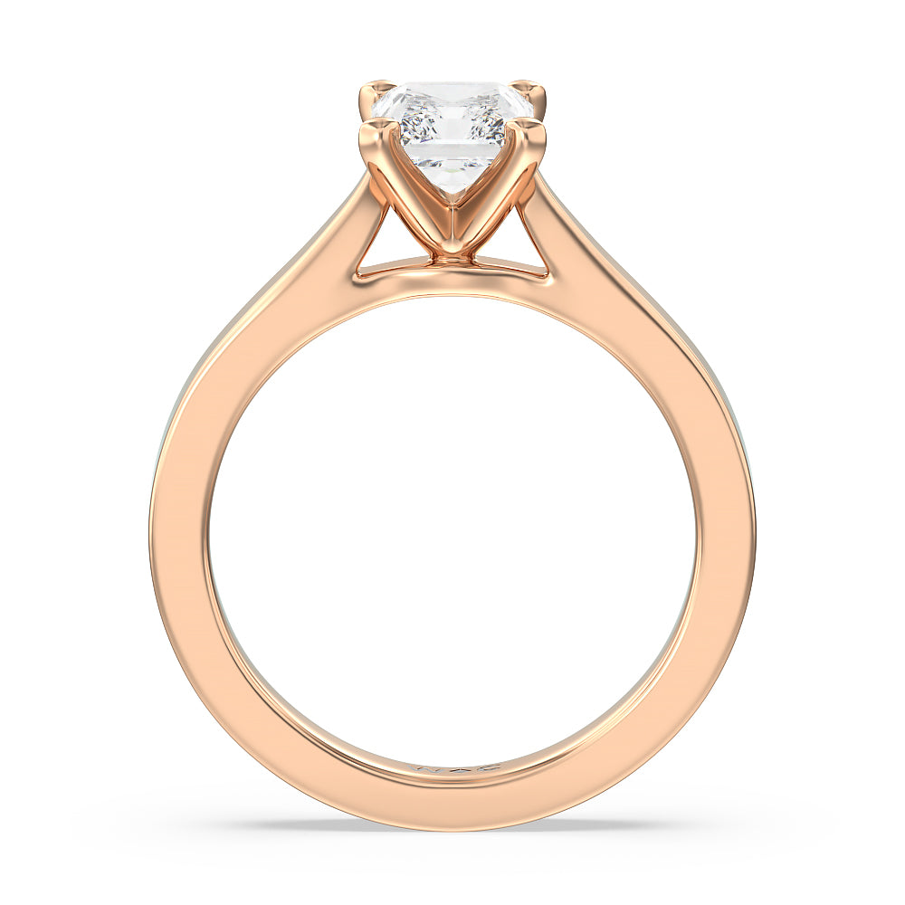 Radiant Cut Maxi Sleek Cathedral Solitaire Engagement Ring with Lab Grown Diamond in 14KT Rose Gold view 2
