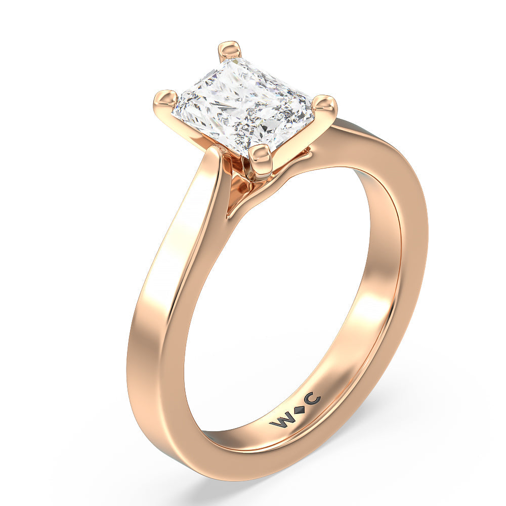 Radiant Cut Maxi Sleek Cathedral Solitaire Engagement Ring with Lab Grown Diamond in 14KT Rose Gold view 3
