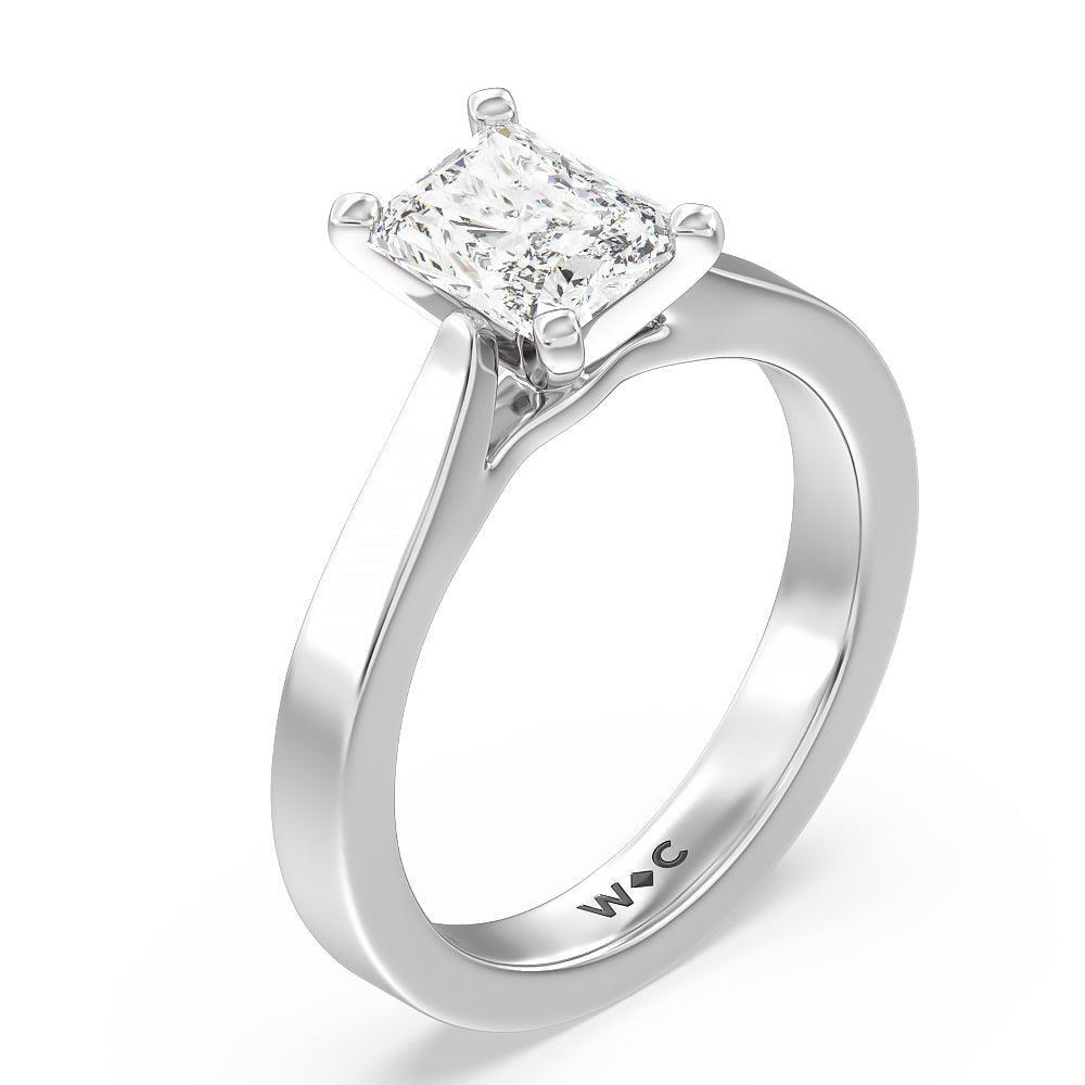 Radiant Cut Maxi Sleek Cathedral Solitaire Engagement Ring with Lab Grown Diamond in 14KT Platinum view 3
