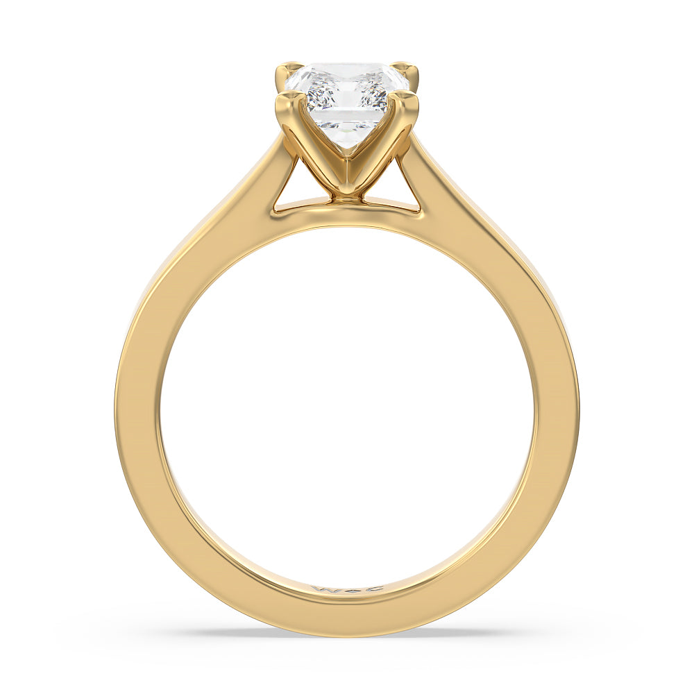 Radiant Cut Maxi Sleek Cathedral Solitaire Engagement Ring with Lab Grown Diamond in 14KT Yellow Gold view 2

