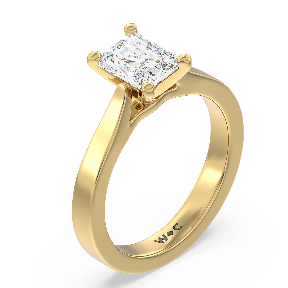 Radiant Cut Maxi Sleek Cathedral Solitaire Engagement Ring with Lab Grown Diamond in 14KT Yellow Gold view 3
