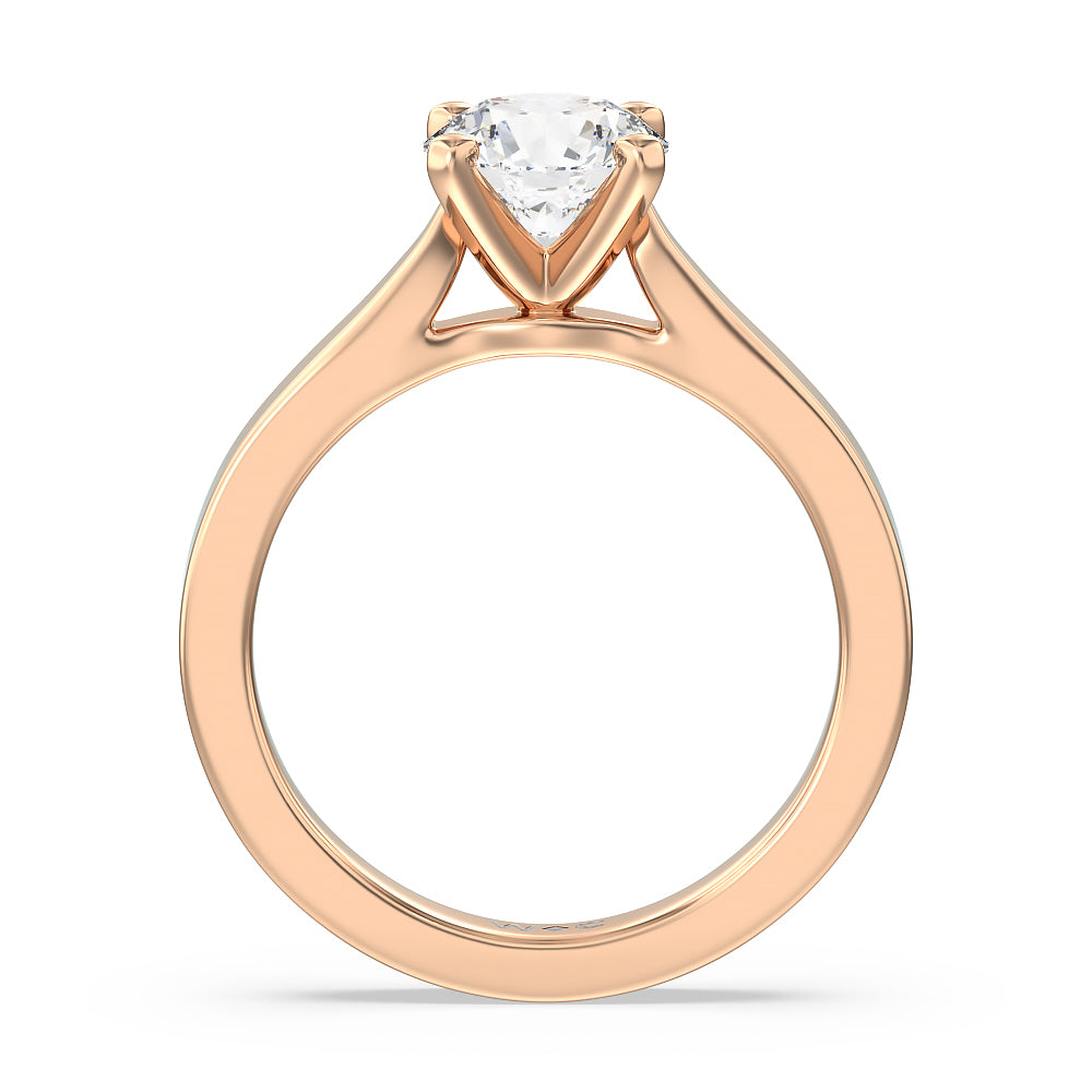 Round Cut Maxi Sleek Cathedral Solitaire Engagement Ring with Lab Grown Diamond in 14KT Rose Gold view 2

