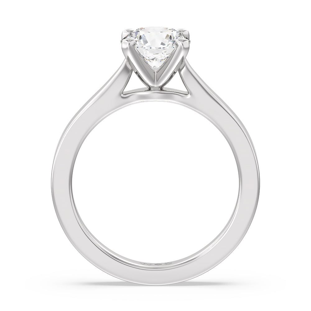 Round Cut Maxi Sleek Cathedral Solitaire Engagement Ring with Lab Grown Diamond in 14KT Platinum view 2
