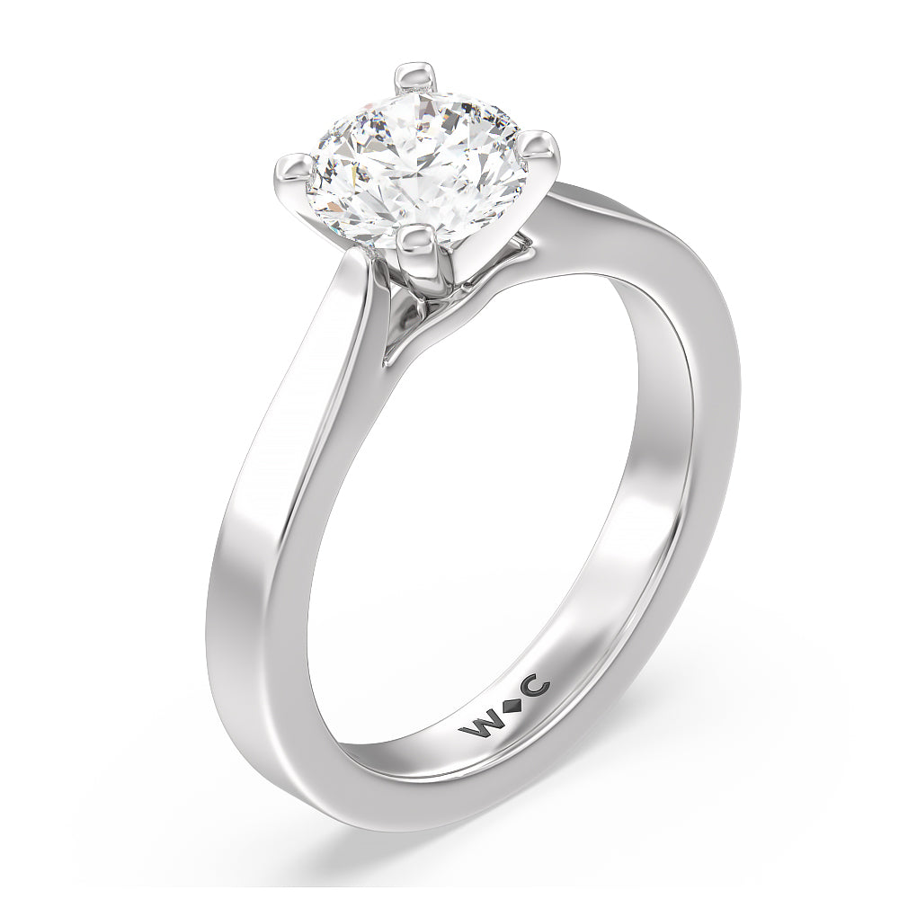 Round Cut Maxi Sleek Cathedral Solitaire Engagement Ring with Lab Grown Diamond in 14KT Platinum view 3

