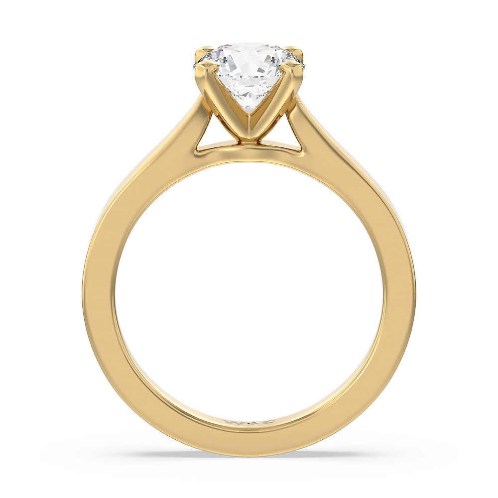 Round Cut Maxi Sleek Cathedral Solitaire Engagement Ring with Lab Grown Diamond in 14KT Yellow Gold view 2
