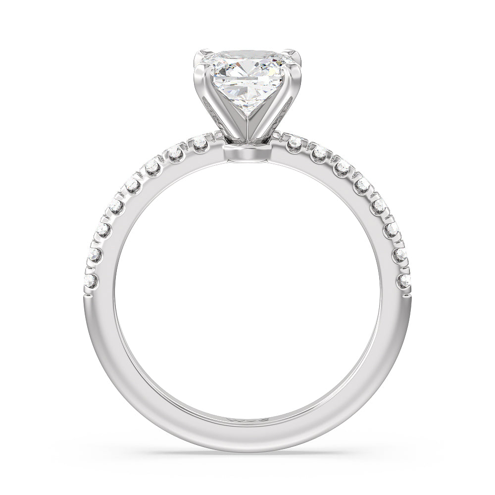 Cushion Cut Vela Micro Pave Diamond Engagement Ring with Lab Grown Diamond in 14KT Platinum view 2
