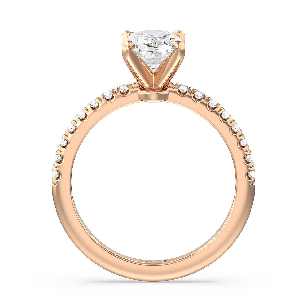 Oval Cut Vela Micro Pave Diamond Engagement Ring with Lab Grown Diamond in 14KT Rose Gold view 2
