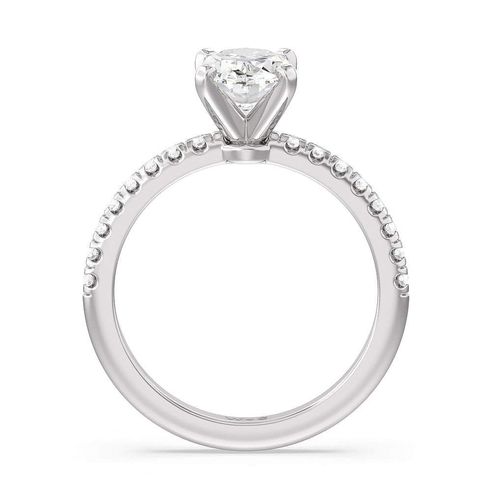 Oval Cut Vela Micro Pave Diamond Engagement Ring with Lab Grown Diamond in 14KT Platinum view 2
