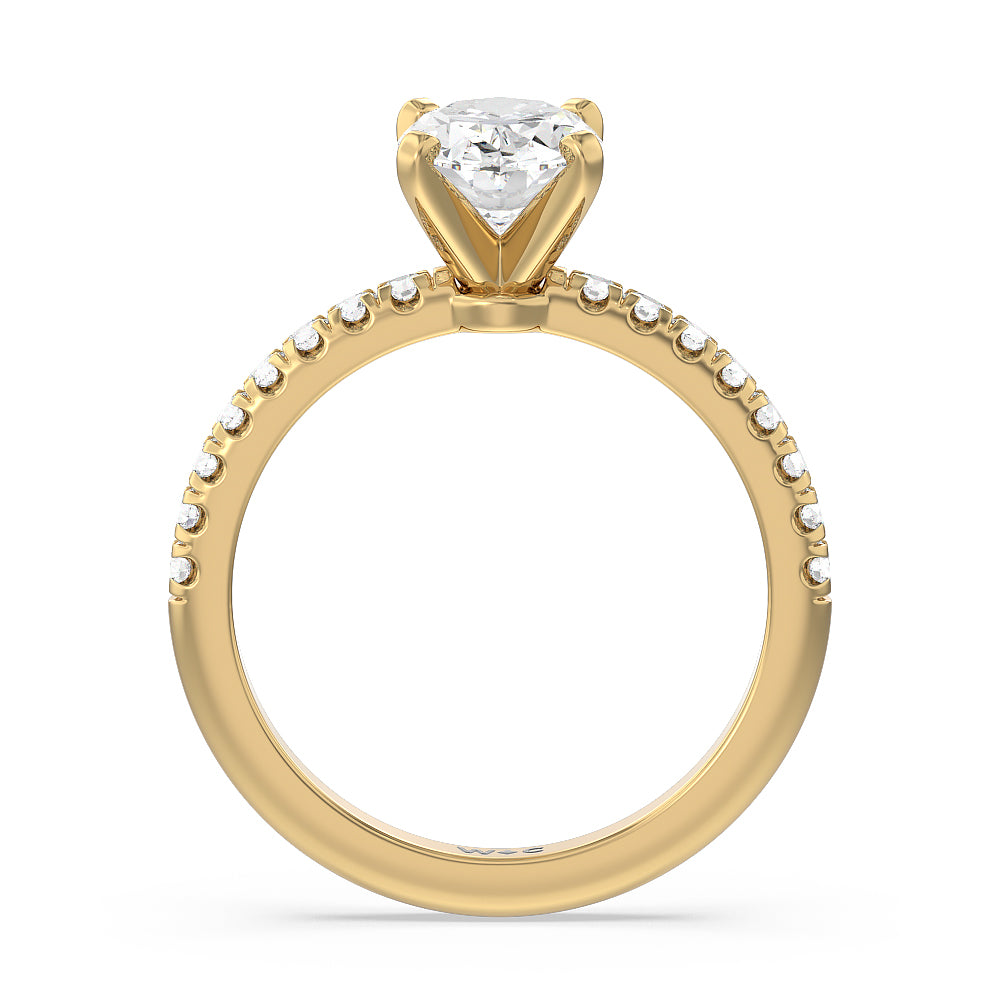 Oval Cut Vela Micro Pave Diamond Engagement Ring with Lab Grown Diamond in 14KT Yellow Gold view 2
