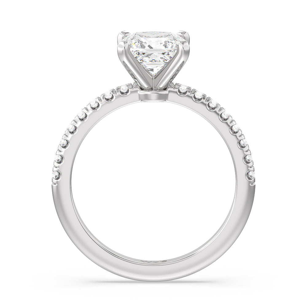 Princess Cut Vela Micro Pave Diamond Engagement Ring with Lab Grown Diamond in 14KT Platinum view 2
