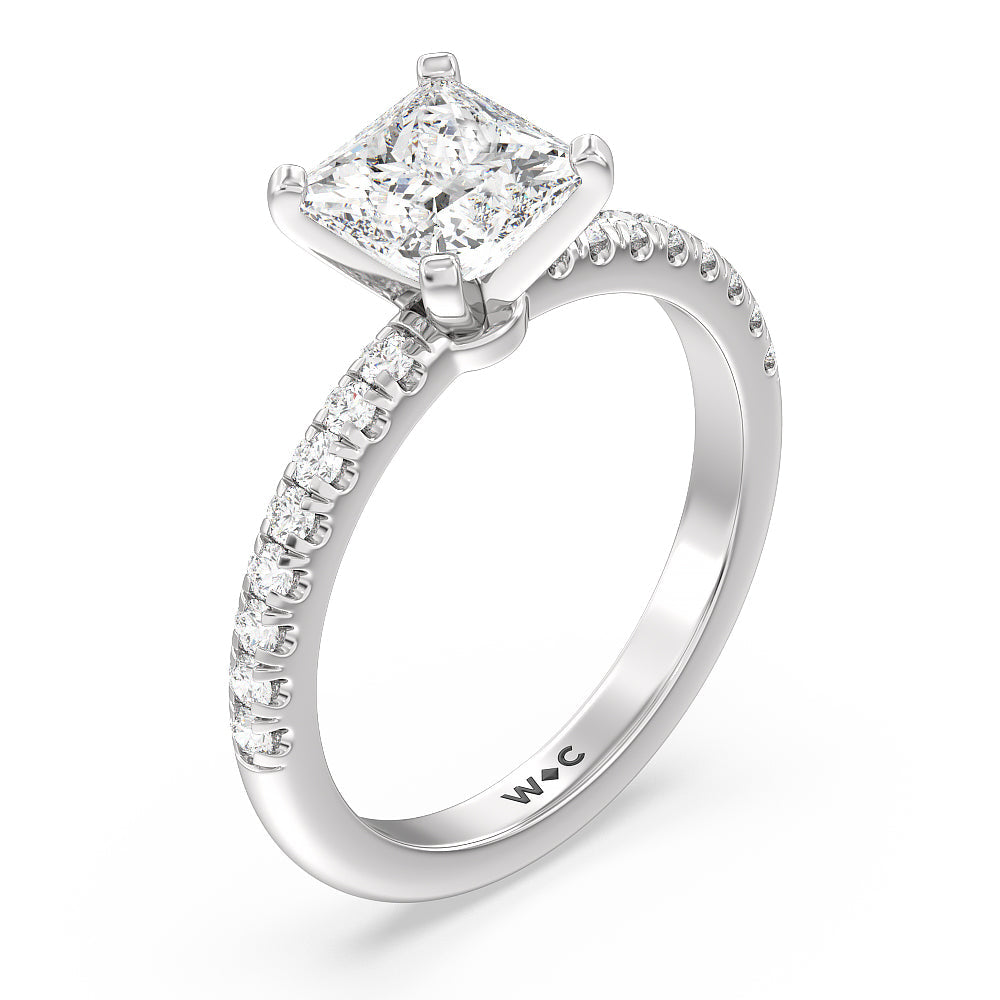 Princess Cut Vela Micro Pave Diamond Engagement Ring with Lab Grown Diamond in 14KT Platinum view 3
